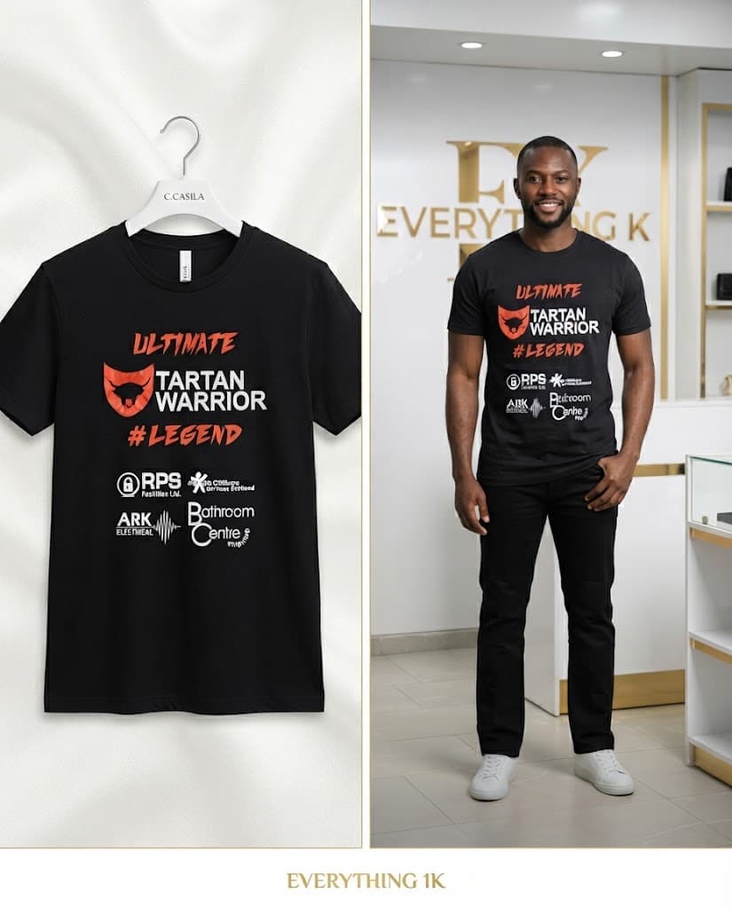 Casual Black "Ultimate Tartan Warrior" Graphic T-Shirt